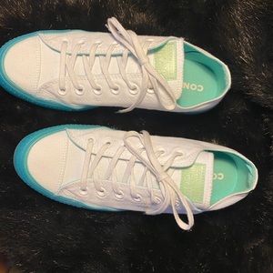Converse White / Bleached Aqua  NEW